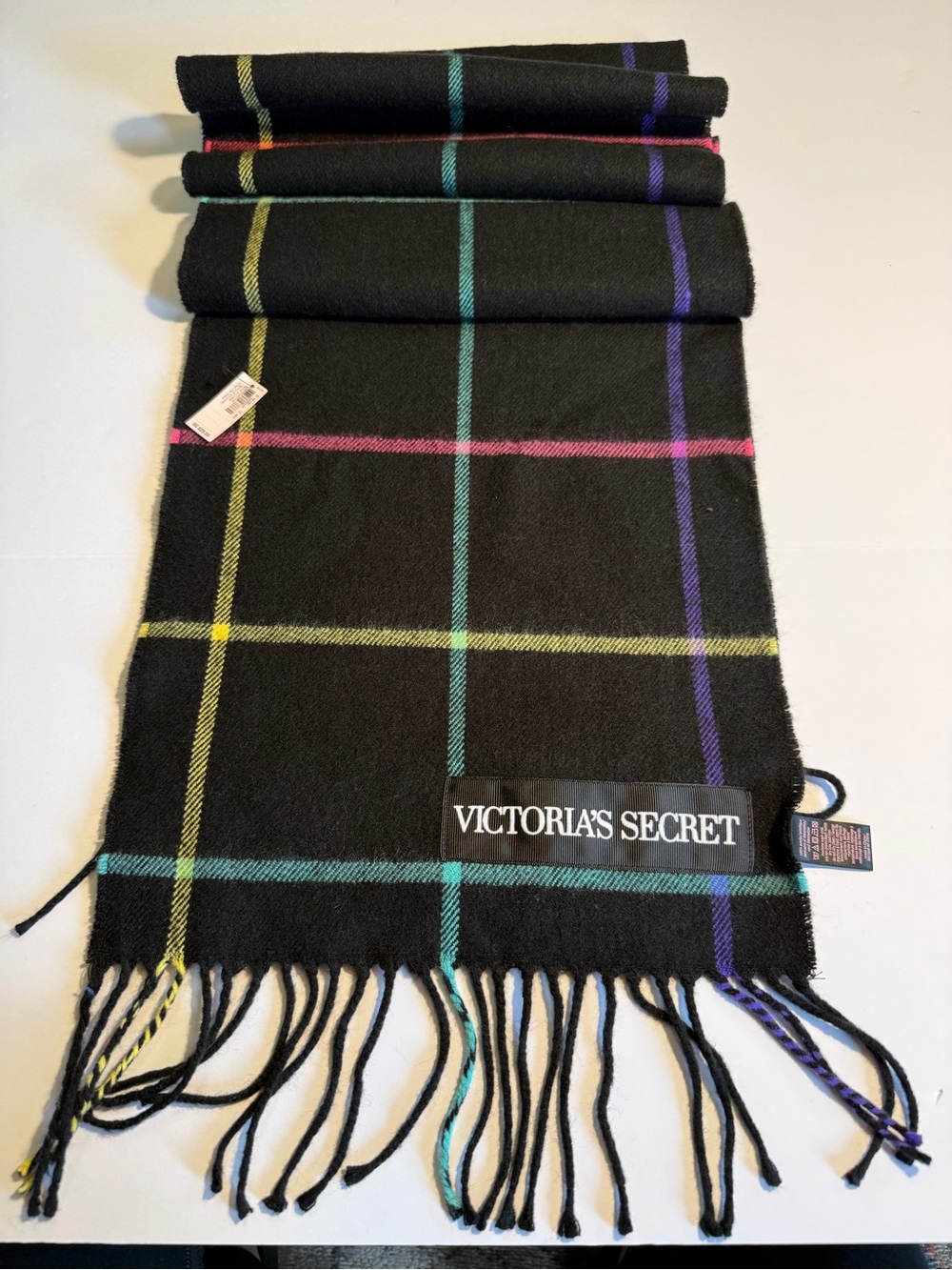 NWT Victoria's Secret Winter Angel Rainbow Plaid Scarf
